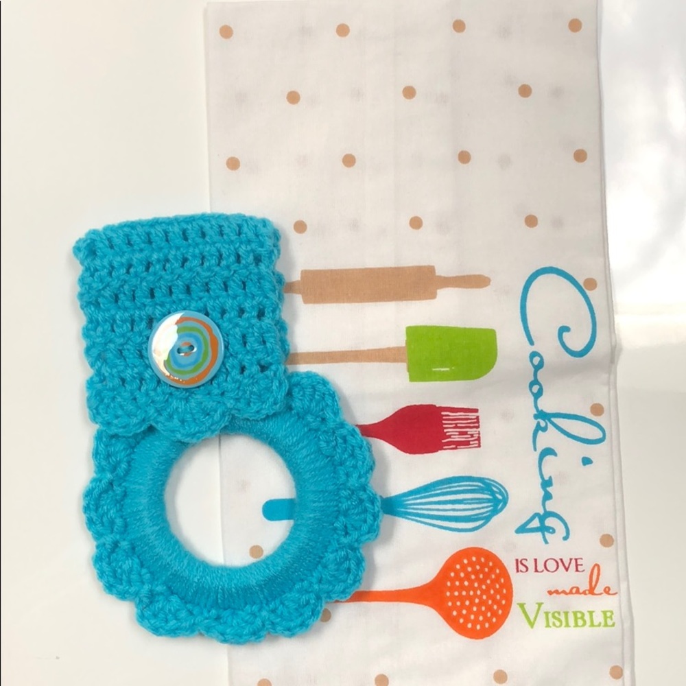Kitchen towel hanger & cotton linen kitchen towel